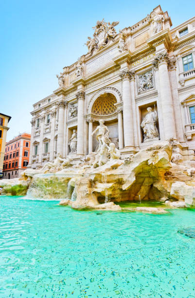 View of the Trevi Fountain in Rome, Italy. stock photo