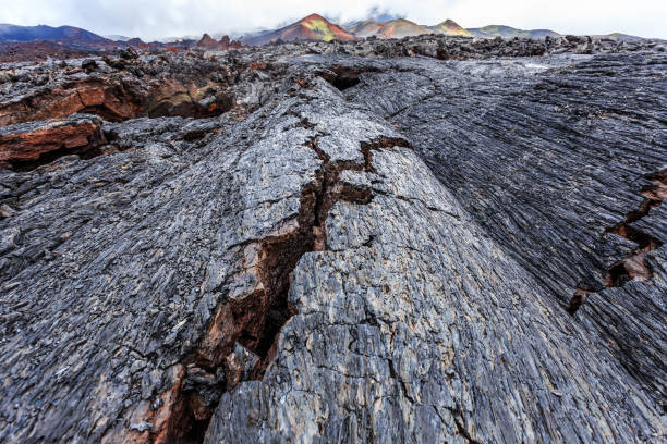 istock Crevasses in barren lava fields 646652144