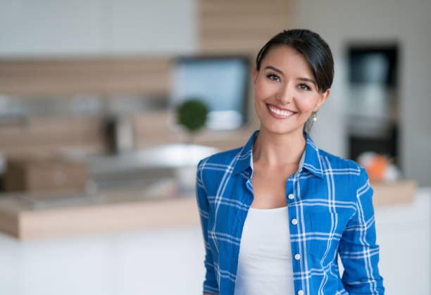istock Happy woman at home 646687668