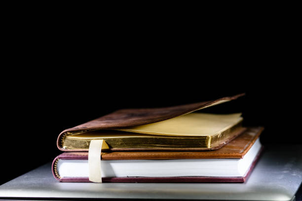 istock Reseach with laptop, notebooks, and journals 646687730