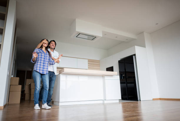 istock Man surprising woman at home 646688626