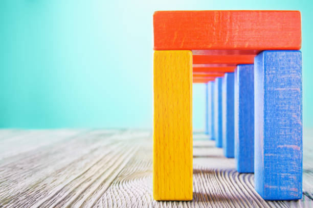 istock Abstract multicolored wooden tunnel. 646694868