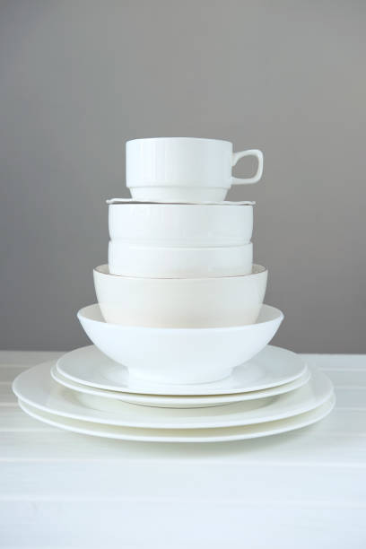 istock Minimalist picture of white porcelain kitchenware 646702628