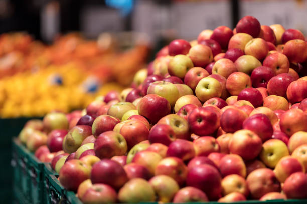 istock Image of fresh apples in supermarket store 646703284