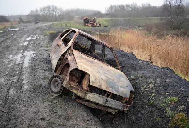 Photo Of Stolen And Burnt Out Cars In South Yorkshire