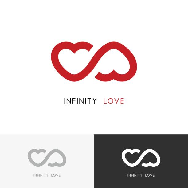 Infinity love symbol Infinity love - two red hearts and endless loop symbol. Valentine and relationship vector icon. eternity stock illustrations