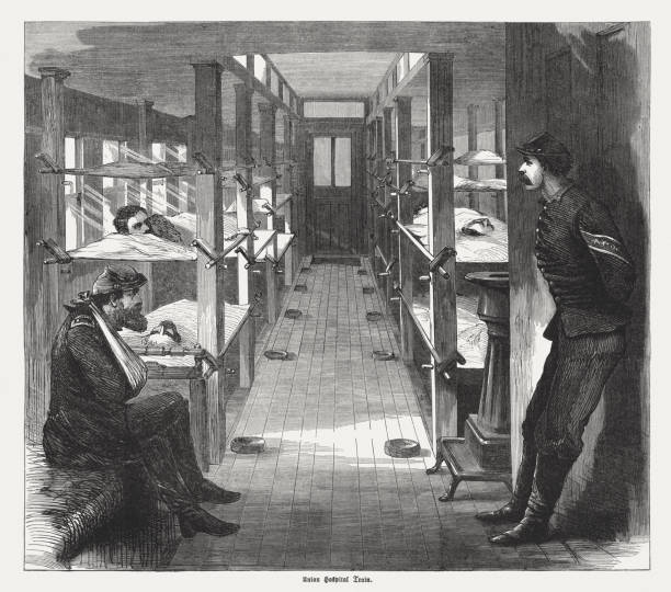 Union hospital train during the American Civil War, published 1865