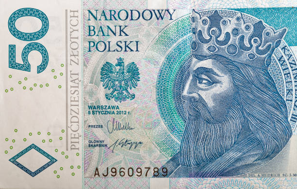 Polish money bill fifty zloty macro Polish money bill fifty zloty macro with portrait of King of Poland Casimir III the Great. polish zloty stock pictures, royalty-free photos & images