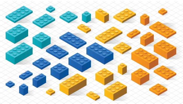 ilustrações de stock, clip art, desenhos animados e ícones de blocos de brinquedo plástico - bloco de construção