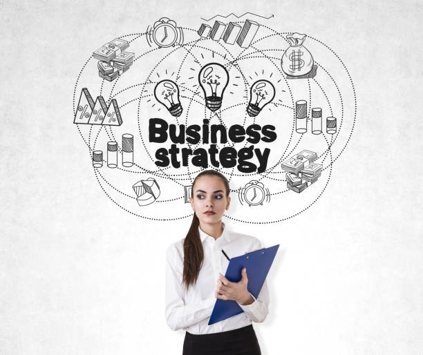 istock Writing woman and business strategy sketch 646730598