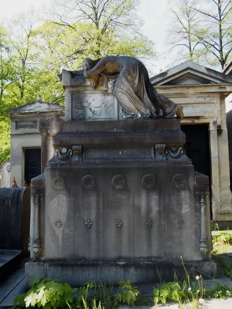 Photo of Beautiful Tomb at Pere Lachaise Cemetery in Paris France