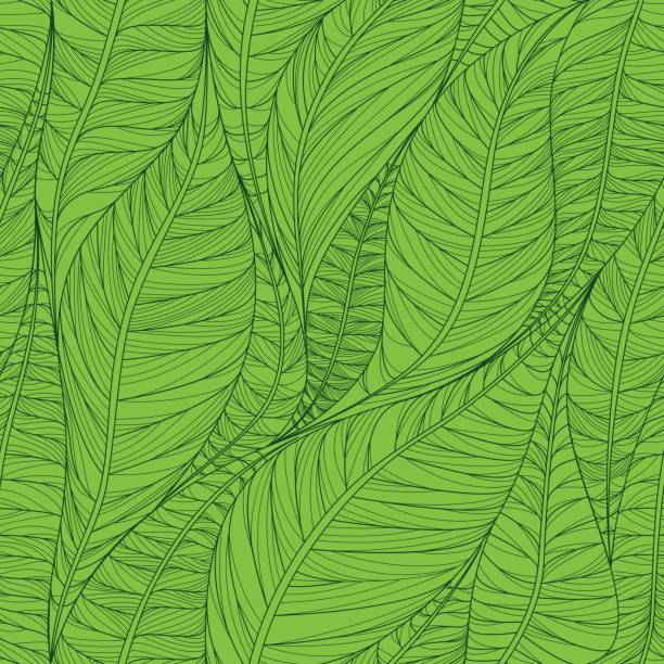 бесшовный цветочный узор с абстрактными листьями. красочный векторный фон в зеленых цветах. - foliate pattern stock illustrations
