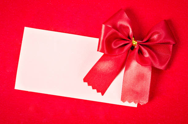 istock Blank card with red ribbon. 646754736