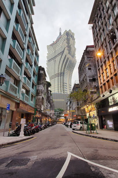 Macao old city and Grand Lisboa Hotel