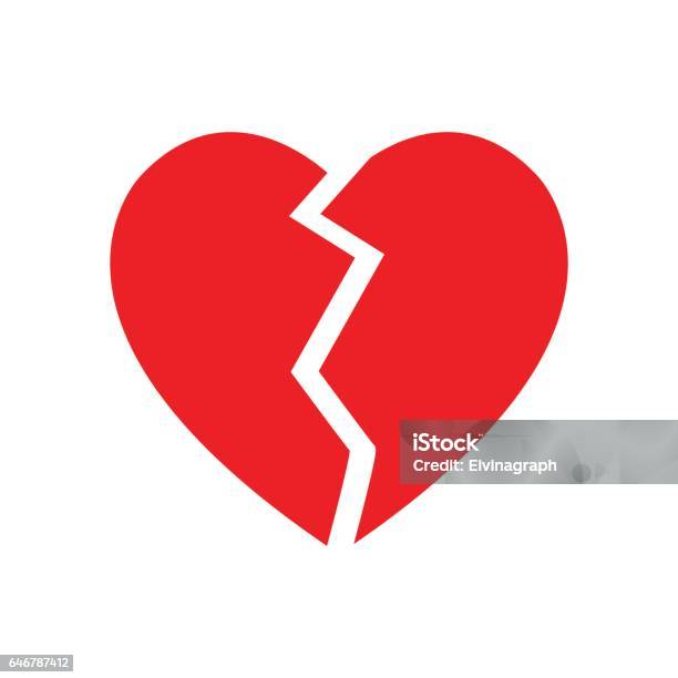 Broken Heart Symbol Isolated Vector Stock Illustration - Download Image Now - Broken Heart, Emoticon, Vector