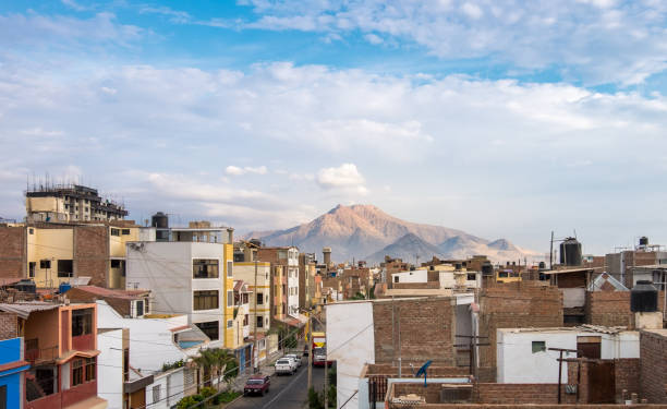 View Of The Mountains From Trujillo In Peru A view of the mountains from the city of Trujillo in northern Peru. trujillo peru stock pictures, royalty-free photos & images