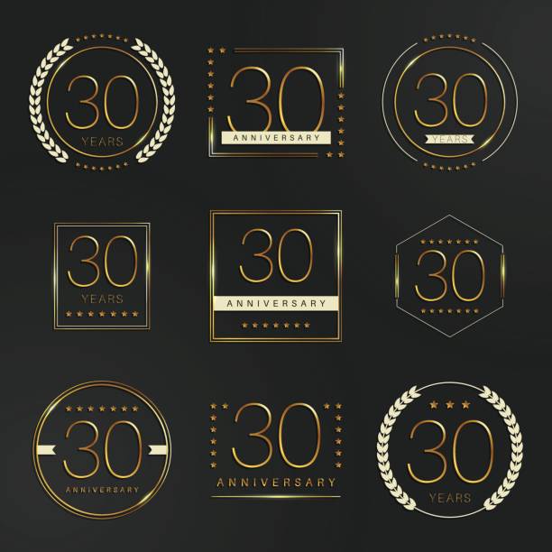 istock Thirty years anniversary celebration logotype. 30th anniversary gold logo set. 646794074