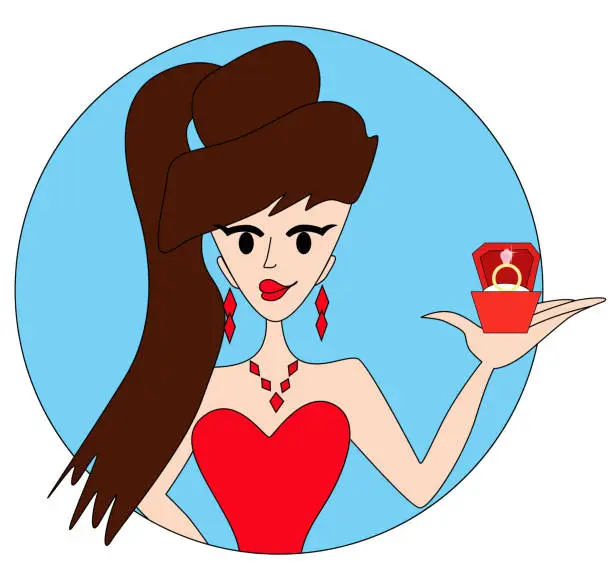 Vector illustration of Girl with ring.