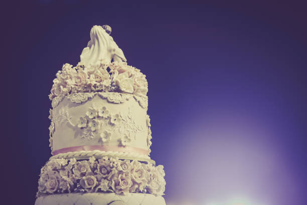 istock Beautiful vintage cake for wedding party with space for design 646797572
