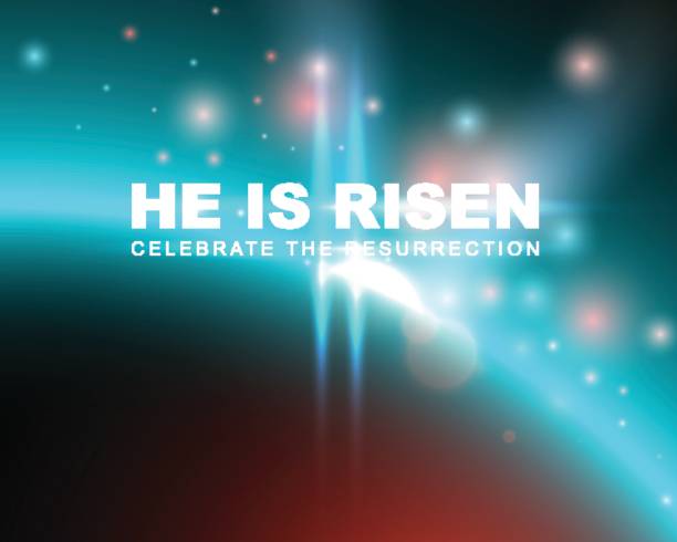 He is risen He is risen, celebrate the resurrection. Easter card with space background. Vector illustration resurrection sunday stock illustrations