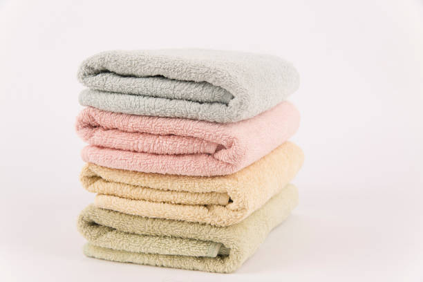 istock Four stacked,pastel colors Bath Towels 646821222