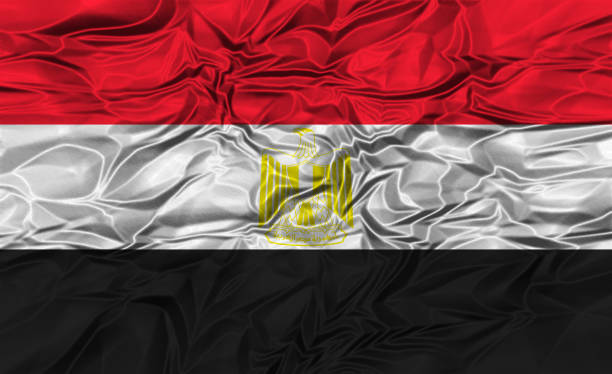 At a demonstration in Cairo's Tahrir Square, an Egyptian flag is raised above the crowd.