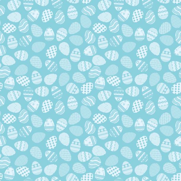 Pattern of blue Easter eggs Vector illustration. Seamless background. Pattern of blue Easter eggs. Design for banner, poster, cards, packaging easter background stock illustrations