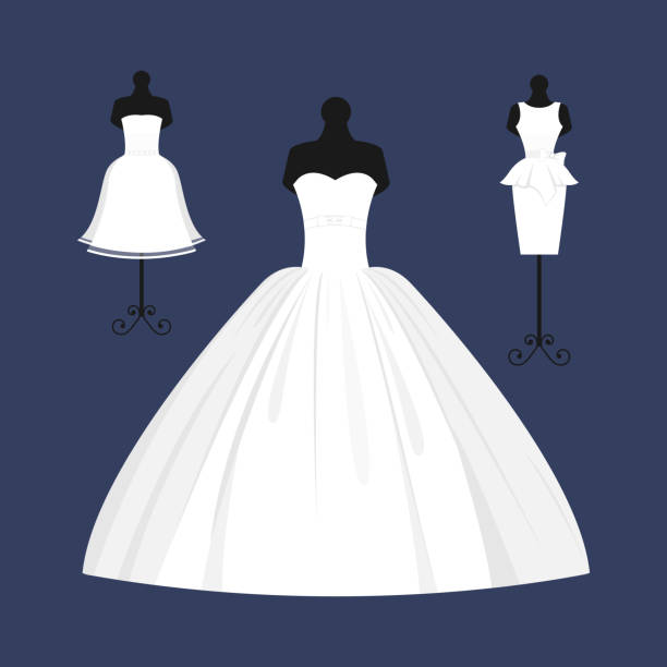 ilustrações de stock, clip art, desenhos animados e ícones de wedding bride dress elegance style celebration vector illustration - wedding dress