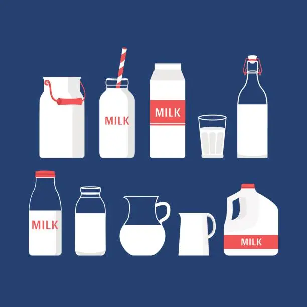 Vector illustration of Set of milk.