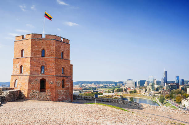 Gediminas Tower in Vilnius, Lithuania Gediminas Tower aerial view of Vilnius, Lithuania lithuania stock pictures, royalty-free photos & images