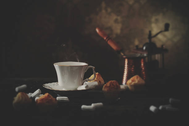 istock cup of coffee in vintage style 646873616