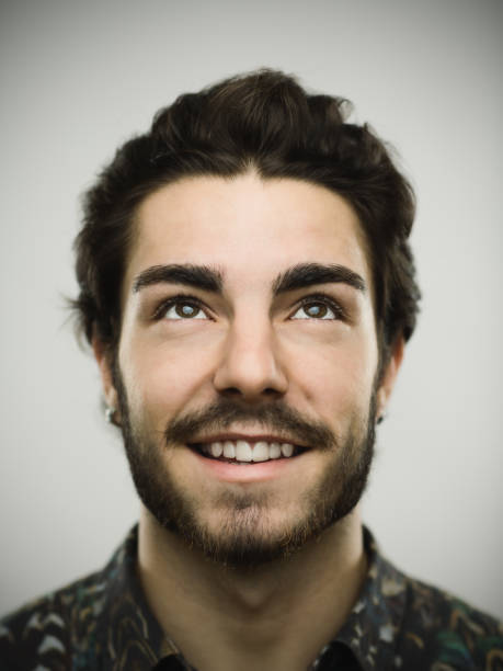 Portrait of a real smiling man stock photo