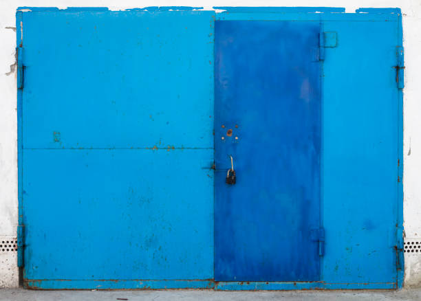 old metal warehouse door, hangar, high resolution photo