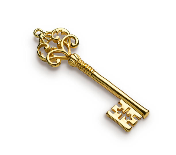 Skeleton key Gold skeleton key isolated on white background old key stock pictures, royalty-free photos & images