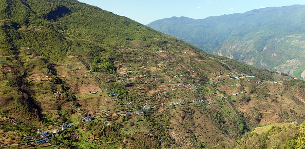 Kharikhola village, Nepalese Himalayas mountains, Trek from Jiri bazar to Lukla village and Everest area