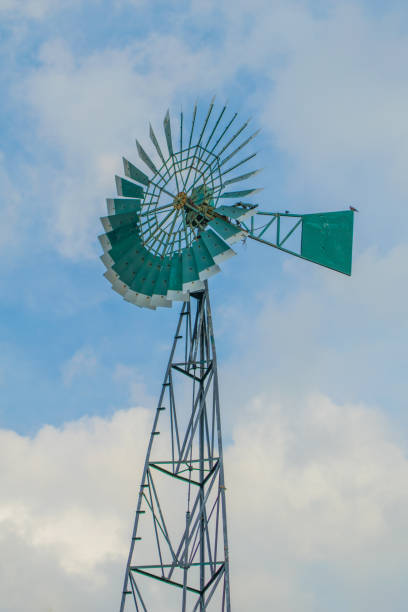 istock wind turbines farm with bluesky background 646901134