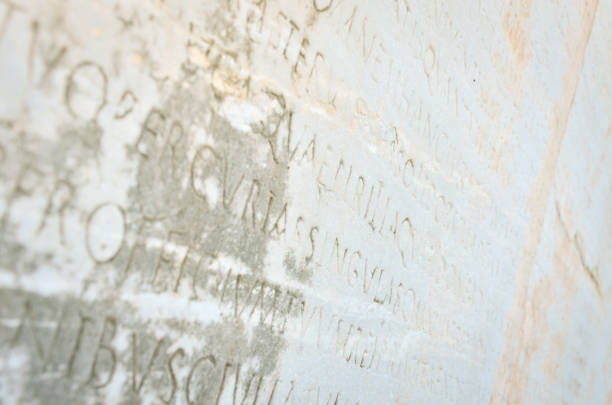 istock Ancient Greek stone writings close up in Ephesus Turkey 646906228