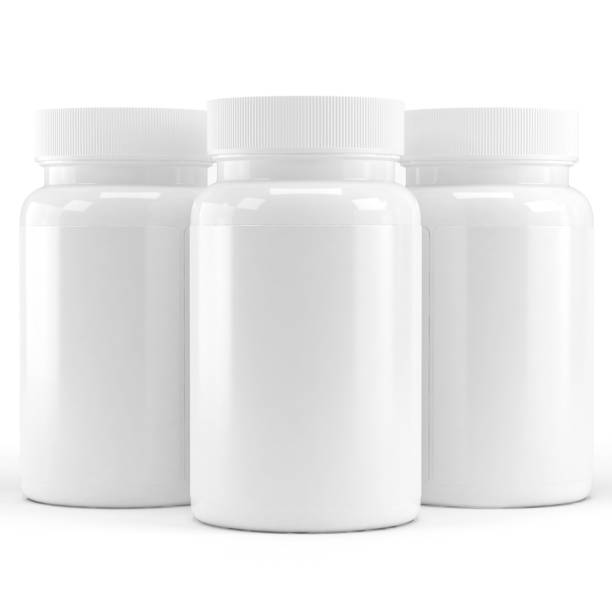 istock Medicine bottles without labels on white background 646907096