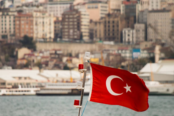 istock Turkish national flag hang on a pole 646910880