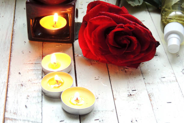 istock Petals of roses and candles 646923822