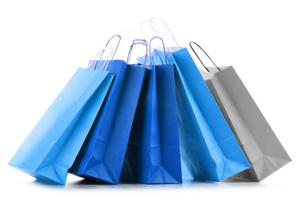 istock Paper shopping bags isolated on white 646927812