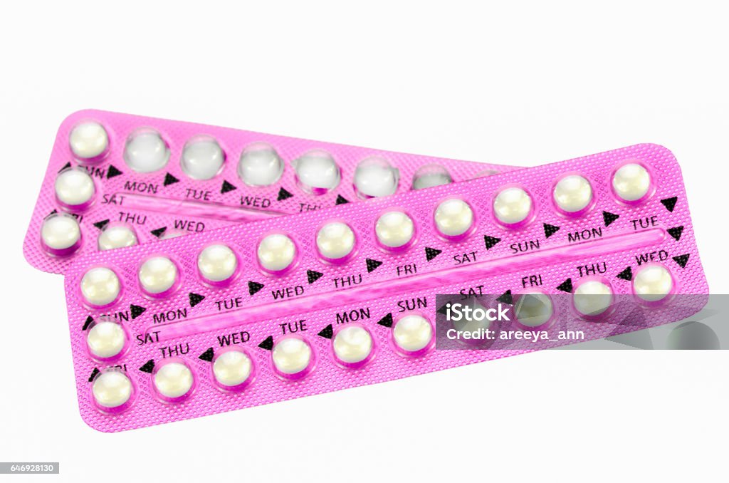 Pilule contraceptive rose bandes. - Photo de Pilule contraceptive libre de droits