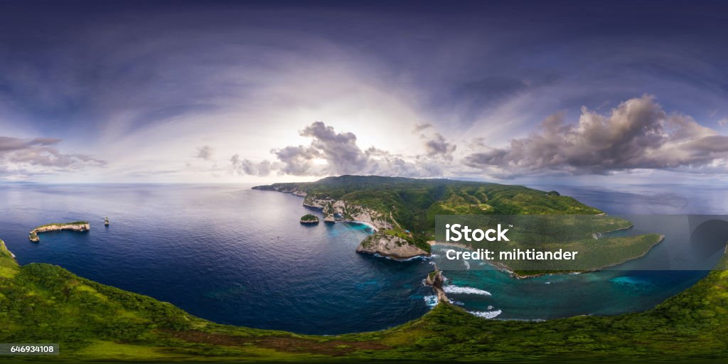 Spherical, 360 degrees, seamless, aerial panorama of the coastli - Royalty-free Vista de 360 graus Foto de stock