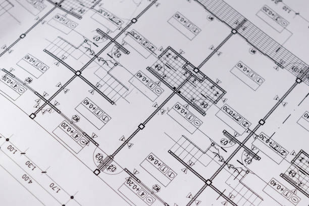 엔지니어링 다이어그램 청사진 종이 도면 프로젝트 스케치 - drafting blueprint construction architecture 뉴스 사진 이미지