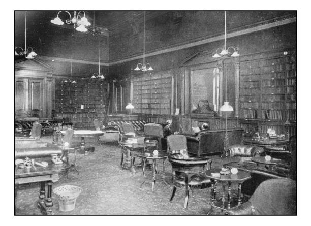 Antique London's photographs: Smoking room of the Carlton club Antique London's photographs: Smoking room of the Carlton club dealing room photos stock illustrations