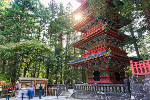 JAPAN NIKKO - OCT 20, 2016: Five storey Pagoda (Gojunoto) at Toshogu shrine in Nikko, Japan