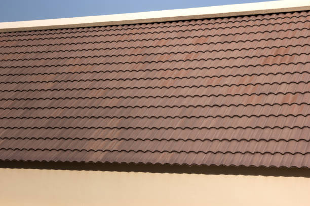 istock Red tiles on roof house 646997084