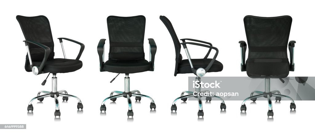 set of black office chair isolated on white background Office Chair Stock Photo