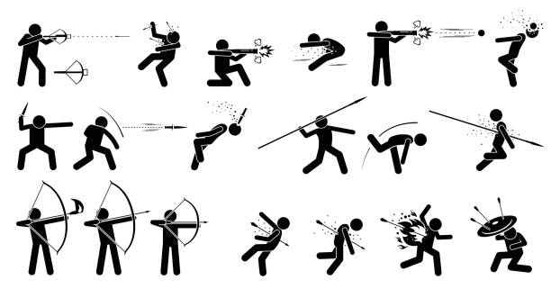 中世の戦争手を使用している人は射撃武器です。 - 弓矢点のイラスト素材／クリップアート素材／マンガ素材／アイコン素材