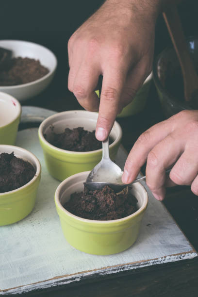 istock Man making a chocolate dessert in the kitchen 647011826